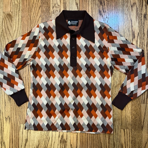 Leonardo Strassi Other - Leonardo Strassi Vintage 70s Mod Geometric Italian Knit Shirt Pullover Retro